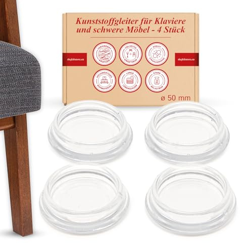 Möbeluntersetzer für schwere Möbel, rund, transparent, 4 Stück, 50 mm Innendurchmesser – Bodenschoner für Sofa, Klavier und Möbel, bis 140 kg pro Set