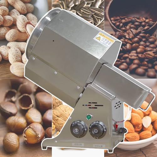 RôTissoire à Café éLectrique,TorréFacteur De Café Domestique Aux Noix D'Arachide 1500W,TorréFacteur En Acier Inoxydable Avec Minuterie/Thermostat ContrôLable/DiamèTre Tambour 21 Cm,Silver
