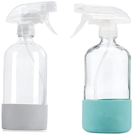 Persistence Clear Bottles Glass Bottles Refillable Empty Bottle with Silicone Sleeve for Cleaning Solutions, Water Sprayer