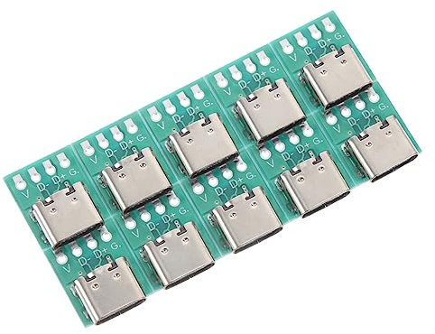 WOFASHPURET 10pcs Usb c Female Connector Board 3.1 Pcb Converter Diy Kit for Data Cable Transmission Compatible Usb c Devices Electronic Repair and Assembly