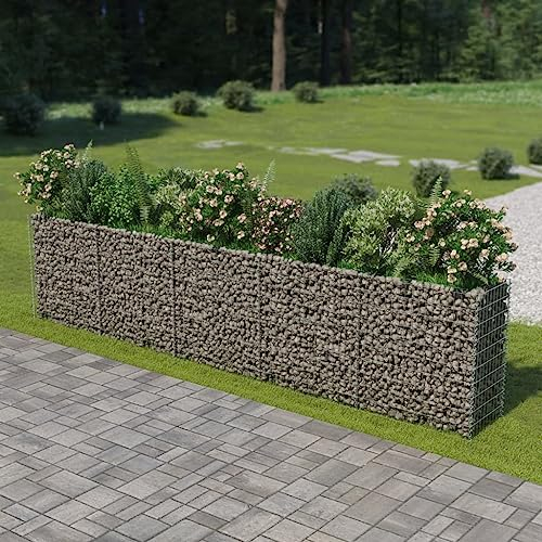 Festnight Gabionen Hochbeet 450 x 50 x 100 cm Hochbeet Metall Hofgarten Hochbeet Verzinkter Stahl Hochbeet 100 cm Metall Hochbeete Fuer Garten Metall Gabione Hochbeet