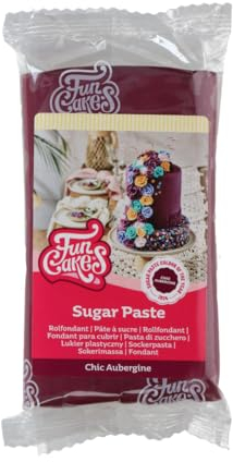 FunCakes Pasta di Zucchero Aubergine Chic, Viola: Facile da Usare, Consistenza Liscia, Flessibile, Perfetto per la Decorazione di Torte, Halal, Kosher e senza Glutine. 250 g