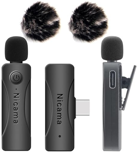 Nicama AS12 USB C Kabelloses Lavalier Mikrofon,Kondensator Ansteck Revers Mikrofon für iPhone 15 16 17 Typ-C Android Samsung Smartphone Laptop Live-Streaming, Podcast, Vlog, YouTube/TikTok (2TX+RX)