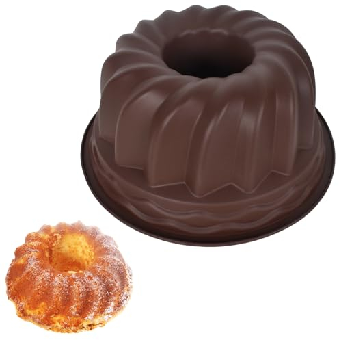 Zimoer Molde Silicona 23cm, Molde Donuts Versátil, Resistente a -40°C a 230°C, Moldes Reposteria para Pasteles, Muffins y Más, Compatible Freidora de Aire - Marrón