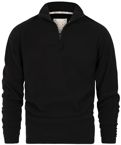 Blu Apparel Mens 1/4 Zip Fleece Sweater Heavy Weight Hiking Outdoor Camping Warm Jumper For Men Pullover Half-Zip