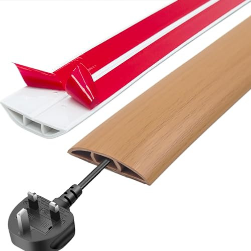 GELINTONG Floor Cord & Wire Cover,1.5m Extension Cable Trunking, Cable Protector & Hider,Flexible Self-Adhesive,Protect Cables & Prevent Trip Hazards,Ideal for Home, Offices, Retail, Gyms & Garages