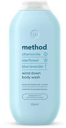 Method Body Wash, Wind Down, Shower Gel, Chamomile, Starflower and Blue Lavender Scent, Pack of 1, 532ml