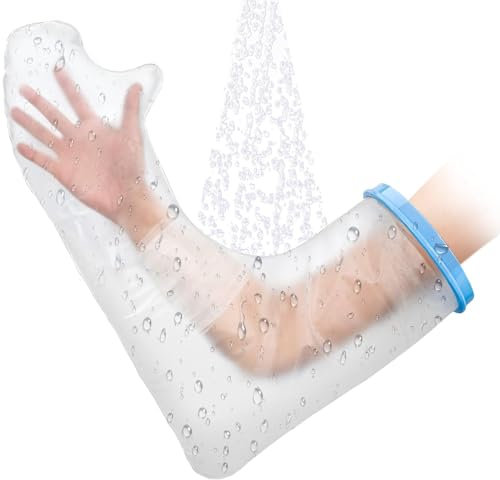 Lvozize Protector Escayola Brazo Adulto, Protector Escayola Brazo Largo Adulto Impermeable de Silicona, Funda Escayola Brazo Reutilizable, Ducha/Piscina/Baño (Paquete de 1)