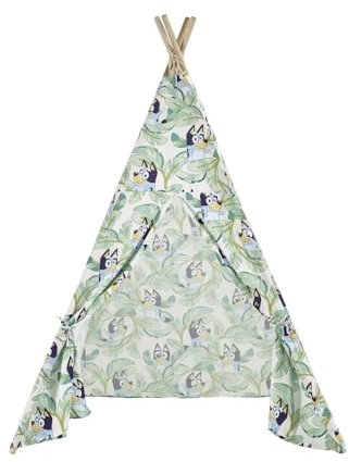 Bluey Kids Teepee Tent with Carry Bag - Polyester, Wooden Poles, Easy to Assemble & Dismantle, Foldable & Portable Indoor Playhouse, Ideal for Imaginative Play & Reading