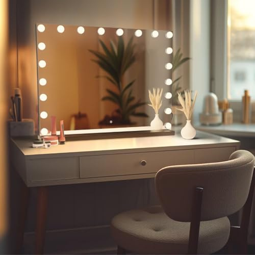 SensaHome Vanity Mirror Pro – Hollywood-Schminkspiegel mit 15 dimmbaren LED-Lampen – 3 Lichtmodi – 80 x 60 cm – Schwarz