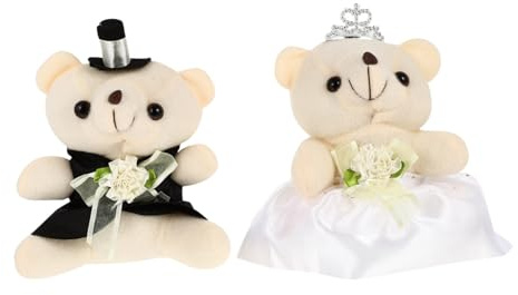 Toyvian Hochzeits Bärenpaar, 2er Set Süße Braut Bräutigam Plüschpuppen Romantische Hochzeitsdeko Sammlerstück FüR Wohnzimmer Schlafzimmer Und Festliche Anlässe Hochzeitsdeko