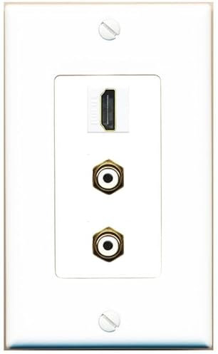 RiteAV Acoplador hembra de 1 puerto HDMI 2 RCA, color blanco