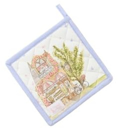 NUVOLE DI STOFFA Presina Quadrata da Cucina in Cotone La Vie en Rose, Shabby Chic 18x18 cm 2 Varianti (1pz) Celeste