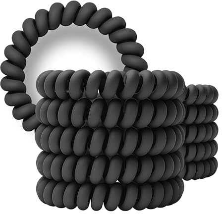 Specora-Classic Spiral Haargummi Mattschwarz – 5 cm – 10er Pack – TPU – Telefonkabel Zopfgummi – Ohne Ziepen & Verheddern – Keine Knicke – Haarschonend
