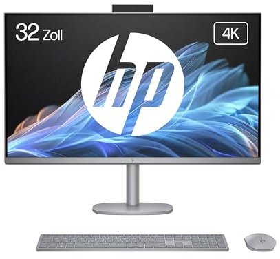 HP OmniStudio X 32-c1275ng All-in-One KI PC, 31.5 Zoll Entspiegeltes UHD-4K-Display, Intel Core Ultra 7 258V, 32 GB LPDDR5x-SDRAM, 1 TB SSD, Intel Arc Graphics, Windows 11 Home, Silber