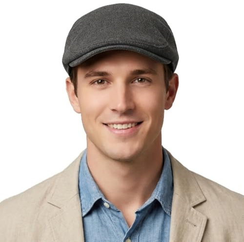 HIQIU Schiebermütze Herren aus Baumwolle mit Gummizug - Gatsby Efeu Hut Flatcap Herren Newsboy Cap Schirmmütze Barett Cap für Frühling, Herbst und Winter
