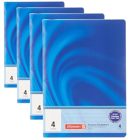 BRUNNEN 104570402 Schulheft A5 Vivendi (16 Blatt, liniert, Lineatur 4) (Packung mit 4)