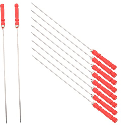 GAROZATION 10 Pièces Brochettes Barbecue Acier Inoxydable Outils Pratiques Avec Poignée Pour Apéritifs