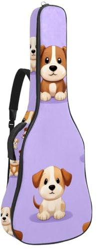 KengjuTesu 43 Zoll Akustikgitarre Softcase mit Rucksackgurt und 2 Taschen Little Puppy Purple No Padding Rucksack Wasserdicht Oxford Tuch Bassgitarre Gigbag für Konzertgitarre, Mehrfarbig 1