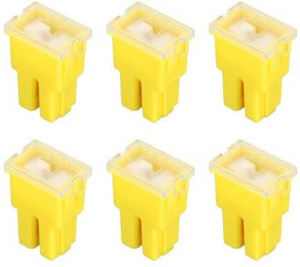 MECCANIXITY 6pcs Cartridge Fuse, 32VDC 60A Female Terminal Automotive Assortment J Case Fuse for Car, Truck, RV, Boats, Yellow