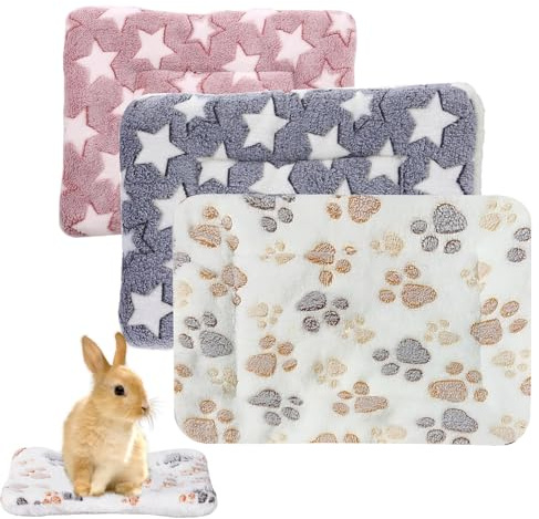 CVASNF 3 Stück Kaninchen Bett, Warme Flauschige Kleintier Plüschbett Meerschweinchen Bett Kleine Tiere Zubehoer für Kaninchen Chinchilla Eichhörnchen Meerschweinchen