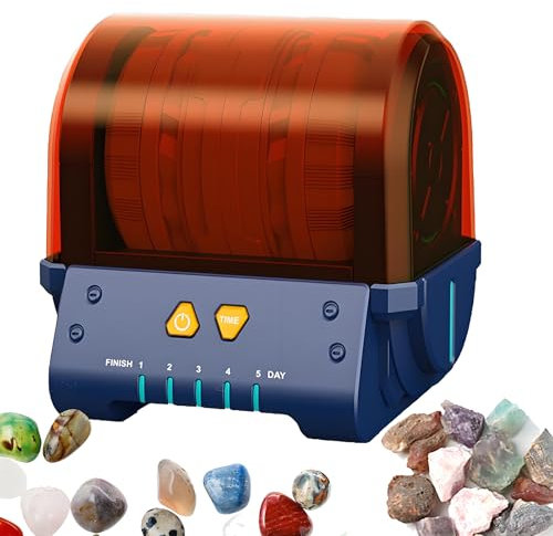 Electric Rock Tumbler Kit zum Polieren von Steinen, inklusive Trennwand Abdeckung & Leimfass, 5-Tage-Timer, ideal für DIY Kristall und Edelstein Basteln für Kinder