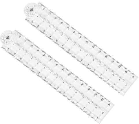 2 Règles Pliantes Transparentes Double Échelle pour Création & Bricolage. Matière Polycarbonate Incassable à Marquages Haute Visibilité – Design Compact Pliable pour Ateliers Mobiles.
