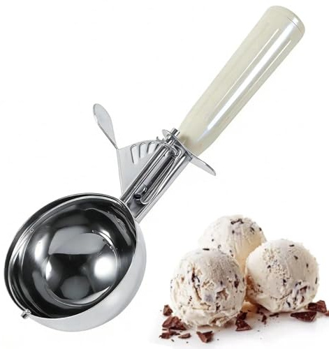 CYTGOUPER Eisportionierer Edelstahl mit ergonomischem Griff 6,7 cm Durchmesser, Ice-cream Spoon ideal für Eis, Kekse, Püree und mehr, Eislöffel Portionierer mit Kunststoffgriff