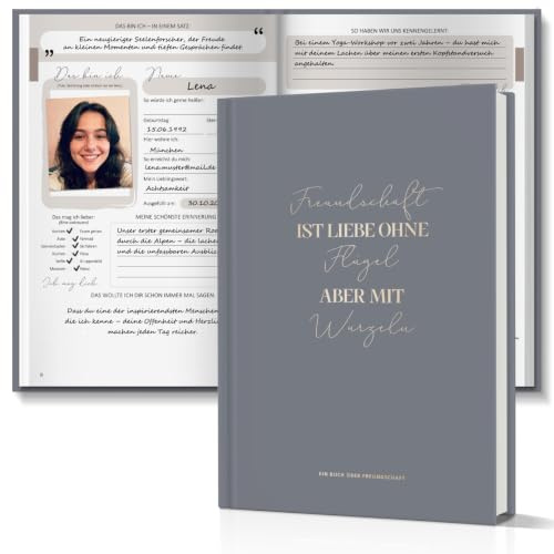 BIROYAL Freundebuch Erwachsene für 62 Freunde, Freundschaftsbuch Erwachsene mit 4 Vorlagen & 10 Gemeinschaftsseiten, Freunde Buch für Familie, Kollegen, Poesiealbum zum Ausfüllen, Geschenk für Freunde