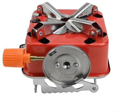 Mini square camping stove with foldable windproof stove head designed for outdoor barbecue fishing picnic and mountaineering activities with long gas connection