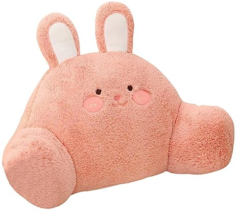 GUAKK Lesekissen mit Armen für Bett, Rückenstützkissen für Erwachsene & Kinder, Rückenkissen zum Sitzen, Rückenstützkissen für Sofa, Couch, Bettkissen zum Sitzen (Rosa Kaninchen)