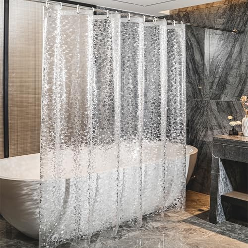 LUKDUNG Duschvorhang 3D Steinmuster 180x200cm, Wasserdicht Eva, Dick 0.2mm | Anti-schimmel Halbtransparent Kunststoff Badevorhang für Badezimmer Badewanne Dusche mit 3 Magnete und 12 Duschvorhangringe