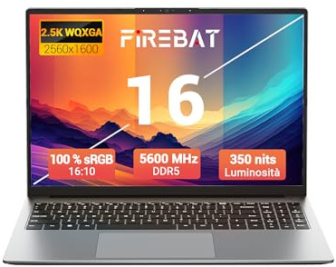 FIREBAT Ordenador portátil de 16 Pulgadas, Ryzen 7 8745HS Ultrabook, 2560 x 1600 QHD, retroiluminado, 16 GB de RAM DDR5 a 5600 MHz, SSD PCIe de 512 GB, para Juegos/Estudiantes/hogar/Empresas【U6B】