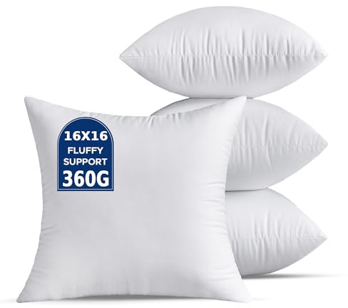 QSWRD 40 x 40 CM Kuddar Set om 4 Små Vita Innerkuddar Dekorativa Kuddfyllning Ryggkuddeinsatser för Soffkudde Fyrkantig Kuddeinsats Inomhus Prydnadskuddar