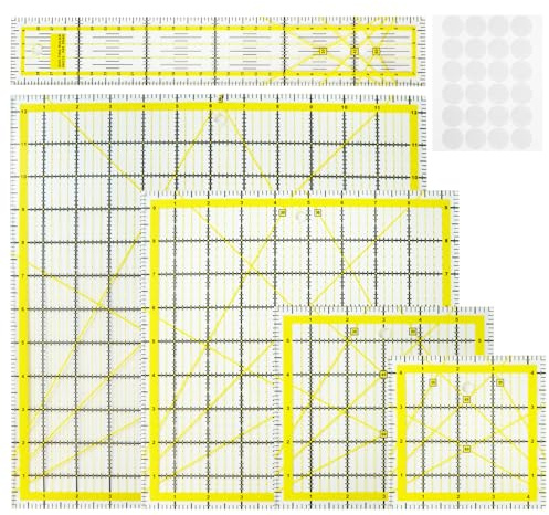Kryndle 6-Piece Quilting Rulers with 24 Non-Slip Grips,