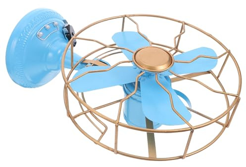 jojofuny Ventilatore da Tavolo Vintage in Ferro Battuto Blu Ornamento Decorativo Retrò per Scrivania e Scaffali Antica per Arredamento Casa e Accessorio Fotografico