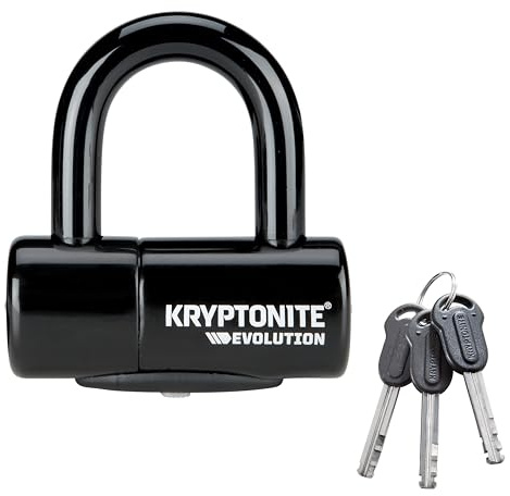 Kryptonite Evolution Bike Disc Lock, Small U-Lock 14mm Shackle with Keys, Heavy Duty Anti-Theft Bicycle U Lock, High Security Mini U-Lock for Powersports Motorcycles E-Bikes Scooters