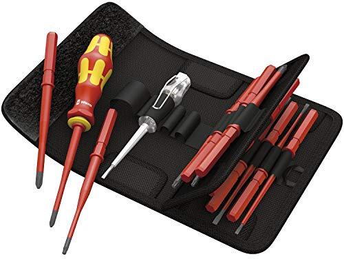 Wera 05003484001 Kraftform Kompakt VDE 16 extra slim 1, Isolierter Schraubendreher Wechselklingen Satz, 16-teilig