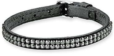 s. Oliver Damen-Armband Lederarmband Swarovski Elements Edelstahl Kristall grau Rundschliff 21 cm - 544740