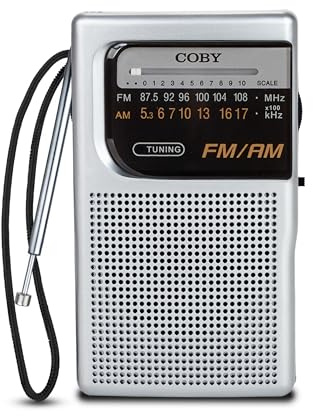 Coby Portable AM/FM Radio – Retro Battery Operated Pocket Radio with Powerful Speakers, Long 800-Hour Battery, Clear Reception, Emergency & Travel Transistor Device for Home or Outdoors
