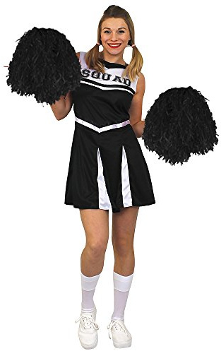 CHEERLEACHEERLEADER KOSTÜM IN SCHWARZ UND 2 VERSCHIEDENEN AUSFÜHRUNGEN - MIT ODER OHNE POMPOMS - SUPER FÜR FASCHING ODER KARNEVAL ODER SPORTVERANSTALLTUNGEN DER AMERIKANISCHEN ART (XX-GROẞ)