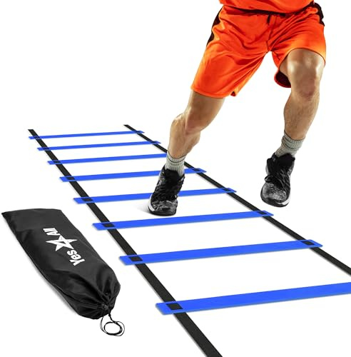 Yes4All Agility Ladder Speed Training Equipment, Adjustable Football Ladder for All Ages with Carry Bag, Durable, Portable, Multiple Colors & Rungs