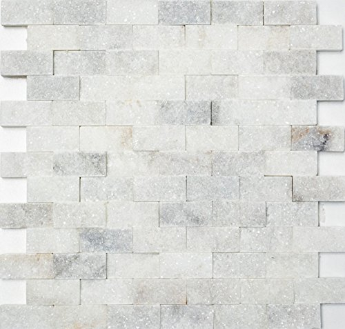 Mosaik Brick Splitface SUGAR Marble 3D Marmor Naturstein Küche, Mosaikstein Format: 23x48x10 mm, Bogengröße: 305x290 mm, 10 Bögen