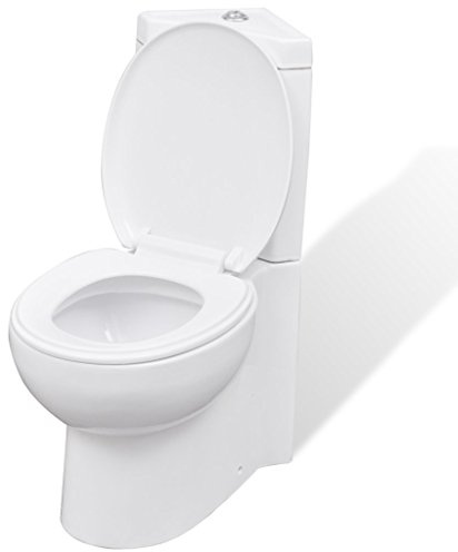 Festnight Keramik WC Stand-WC Stand-Toilette Bodenstehend Toilette Badezimmertoilette Ecke Wei?