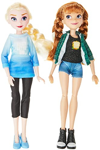 Disney Prinzessinnen Comfy Squad ELSA und Anna, Puppen zum Film Chaos im Netz mit Freizeit-Outfit und Zubehör