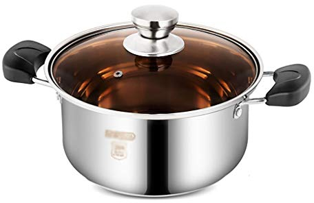 Pentola Di Zuppa Di Acciaio Inox 304, Vaso Di Zuppa Di Uso Domestico (24 Cm) Con Rack Fumante, For 2-5 Persone, Adatto For Fornello A Gas/A Induzione