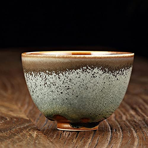 TONGYOU Taza de té japonesa hecha a mano de gres de madera de quema Master Cup cerámica Vintage Kung Fu taza de té A16