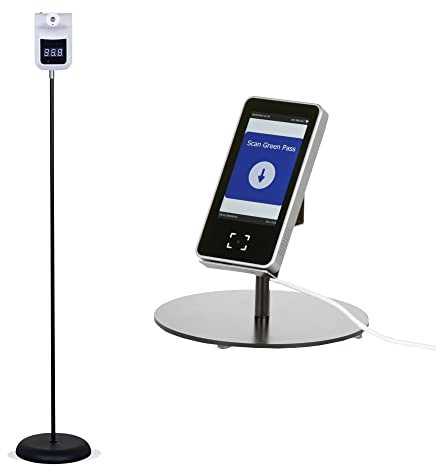 Gocciasana Termoscanner con piantana più Lettore QR code Green Pass e Super Green Pass | Termoscanner professionale automatico | Lettore green pass automatico