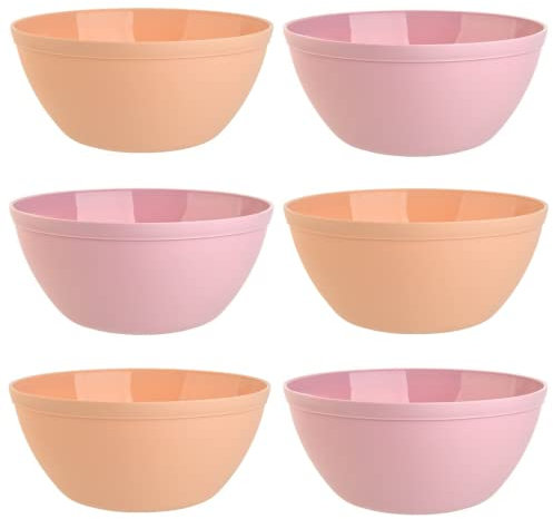 Lot de 6 bols à céréales, à dessert, à soupe, à riz, multicolores, en plastique sans BPA, grand format, 900 ml