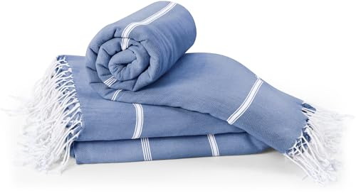 Utopia Towels 2er-Pack Hamamtuch Strandtuch Groß 100x180 cm Saunatuch aus 100% Baumwolle saugfähige und leichte türkische Strandtücher und Poolhandtücher (Marine Blau)